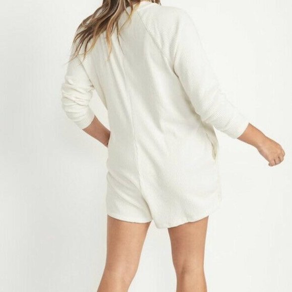Old Navy Long Sleeve Ribbed Button-Down Lounge Romper for Women New - Picture 6 of 6